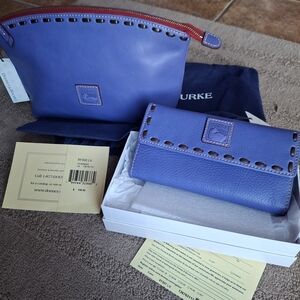 Dooney & Bourke LAVENDAR Florentine Cosmetic Pouch And Continental Clutch
